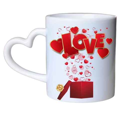 Love Couple Personalized White Heart Handle Mug